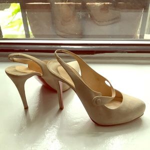 Bone Suede Christian Louboutin Slingback Heels